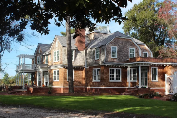 Enviroshake Silvered Cedar composite cedar shake roof with a weathered silver-grey finish.