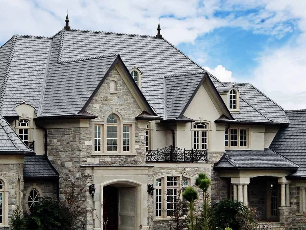 Enviroshake Silvered Cedar composite cedar shake roof with a weathered silver-grey finish.