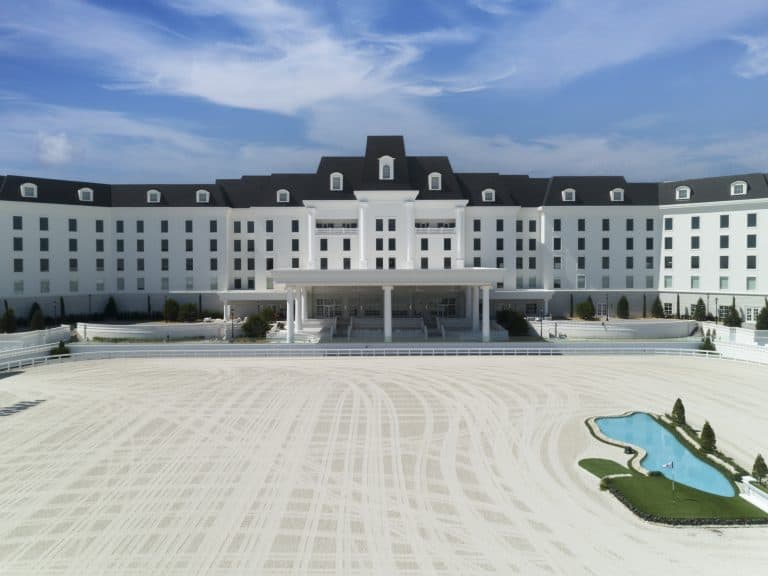 Onyx Black Enviroslate on the roof at World Equestrian Center front view of the building