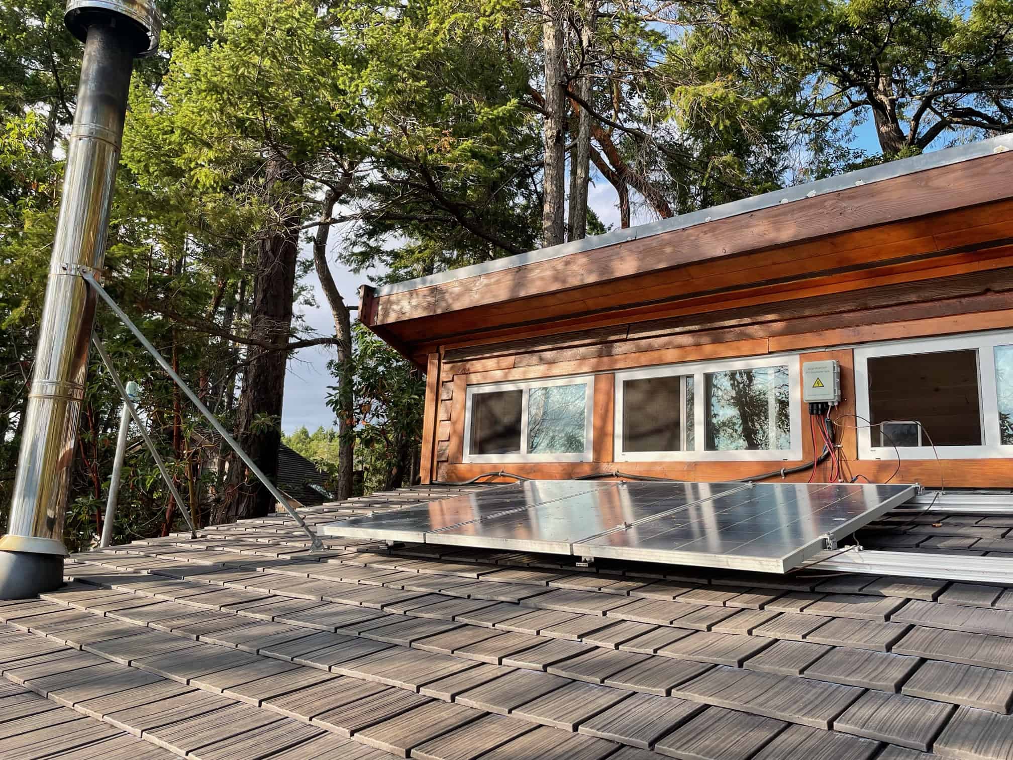 Aged cedar Enviroshake with solar panels