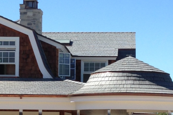 Enviroshake installed on residence with unique round structure