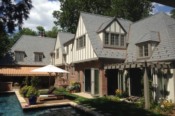 Tudor style home with staggered Enviroshake roof